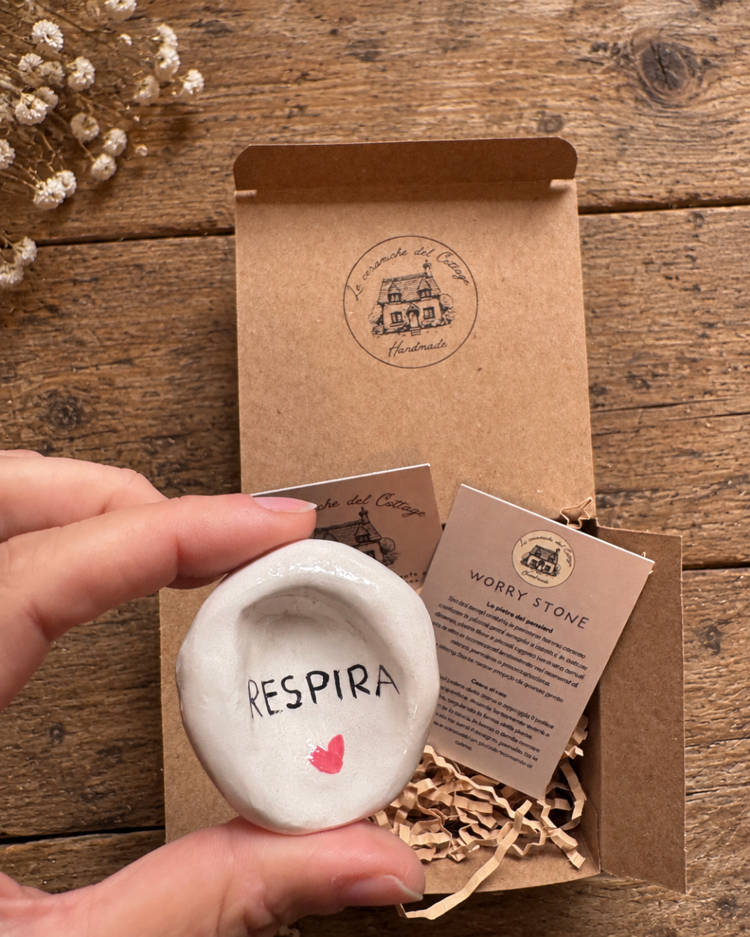 Worry Stone - Respira | Cuore rosso