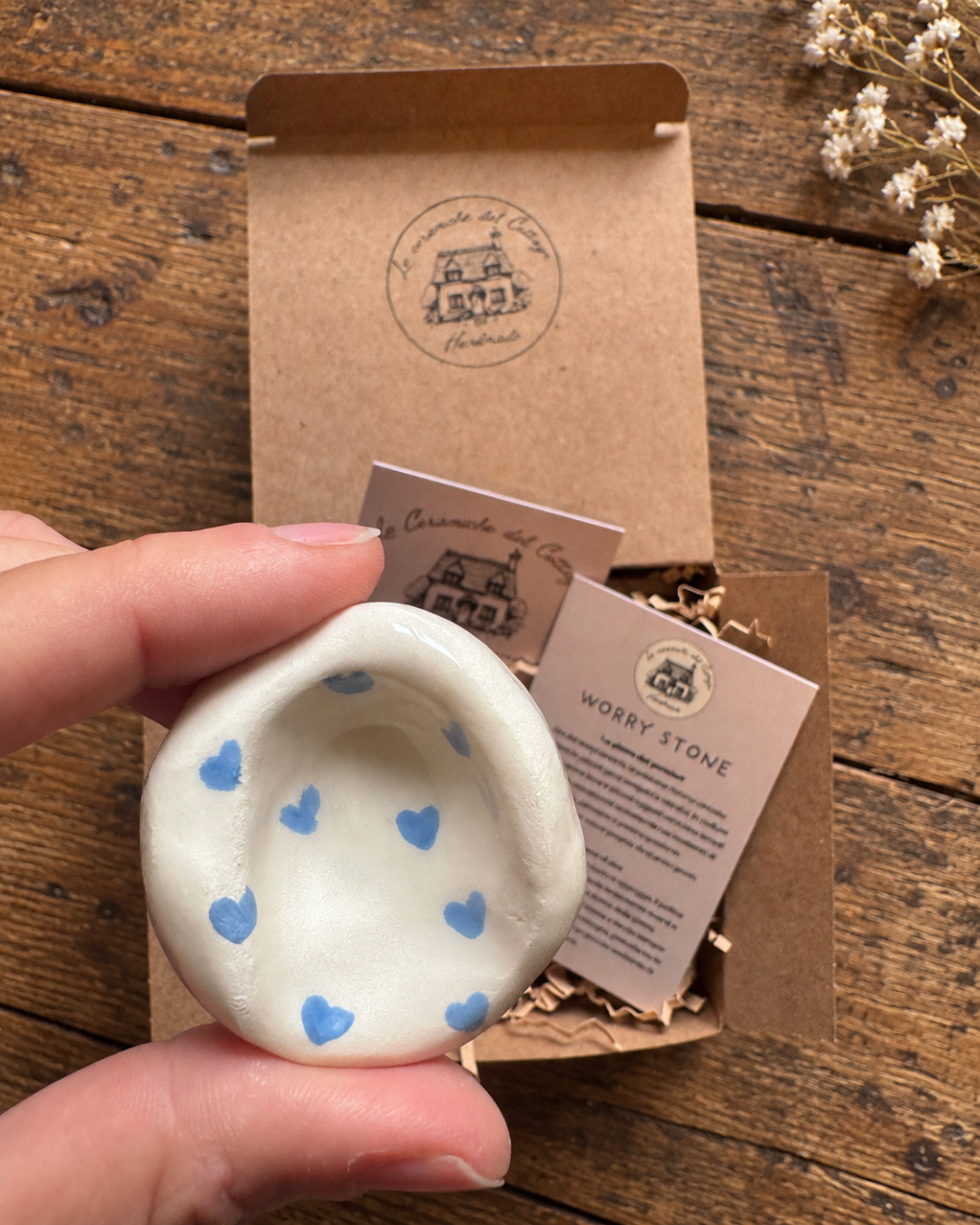 Worry Stone - Cuoricini azzurri