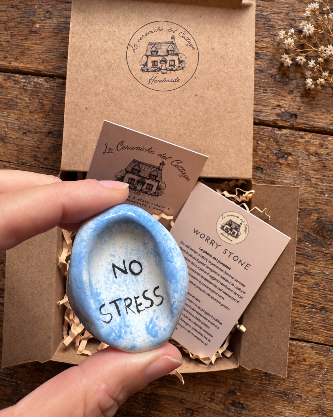 Worry Stone - No stress | Acquerello azzurro