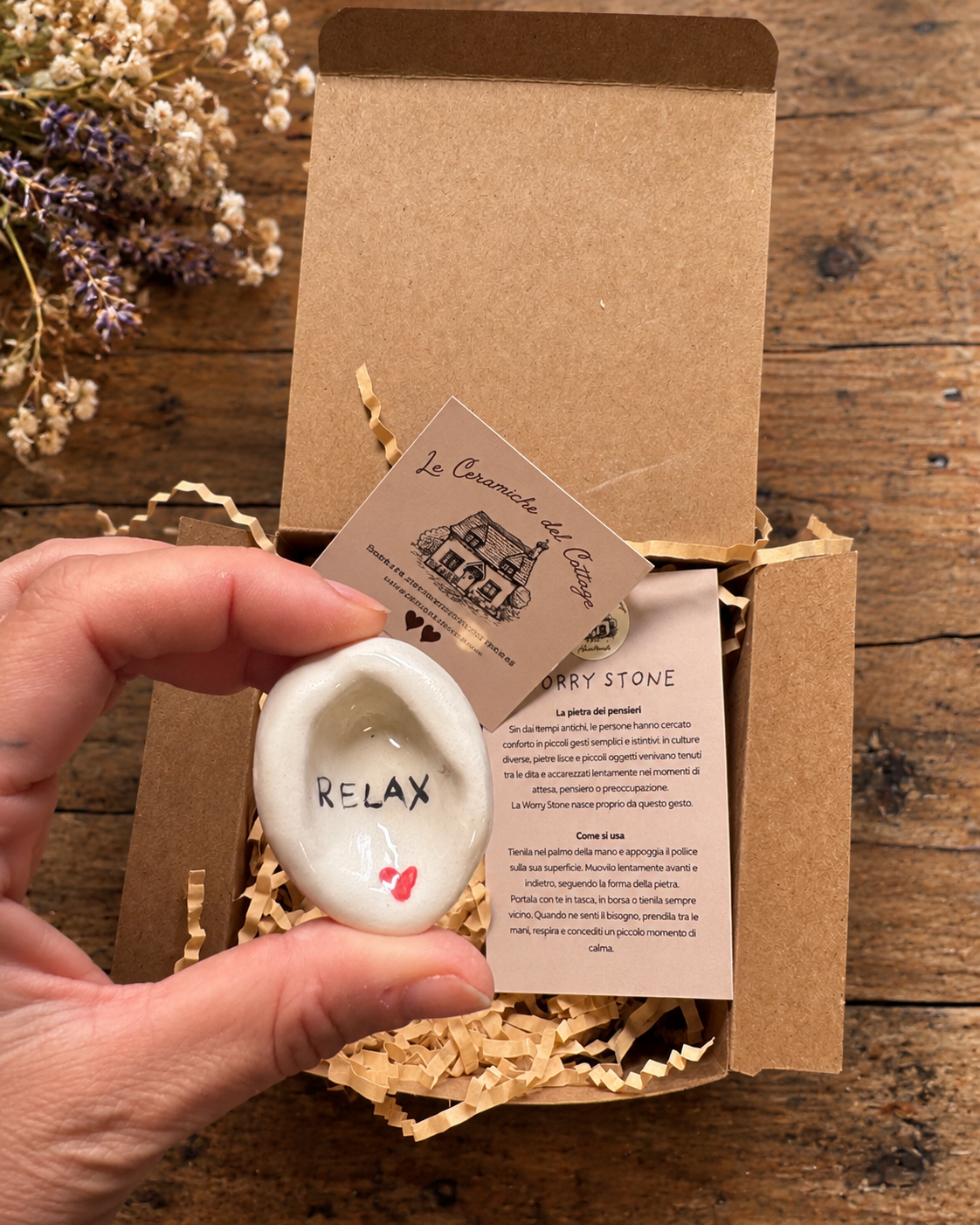 Worry Stone - Relax ovale cuore rosso