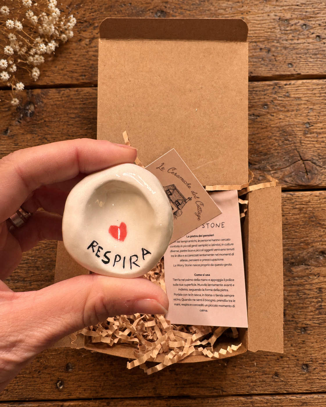 Worry Stone - Respira cuore rosso
