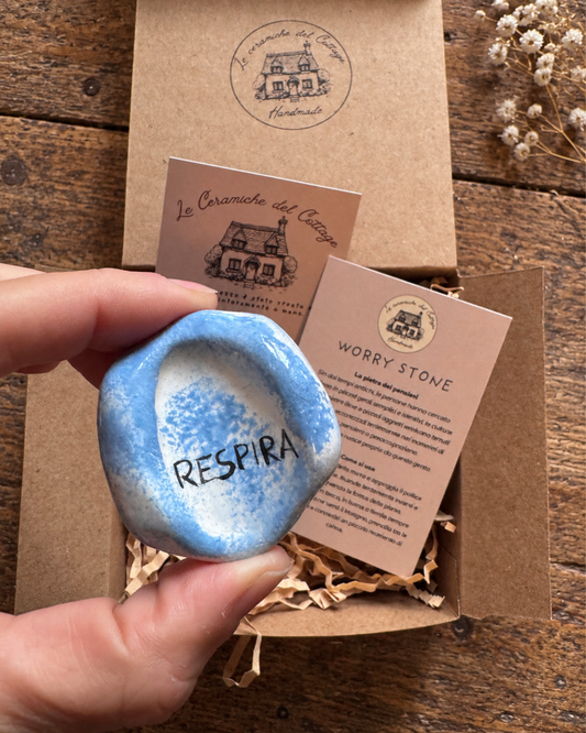 Worry Stone - Respira | Acquerello azzurro