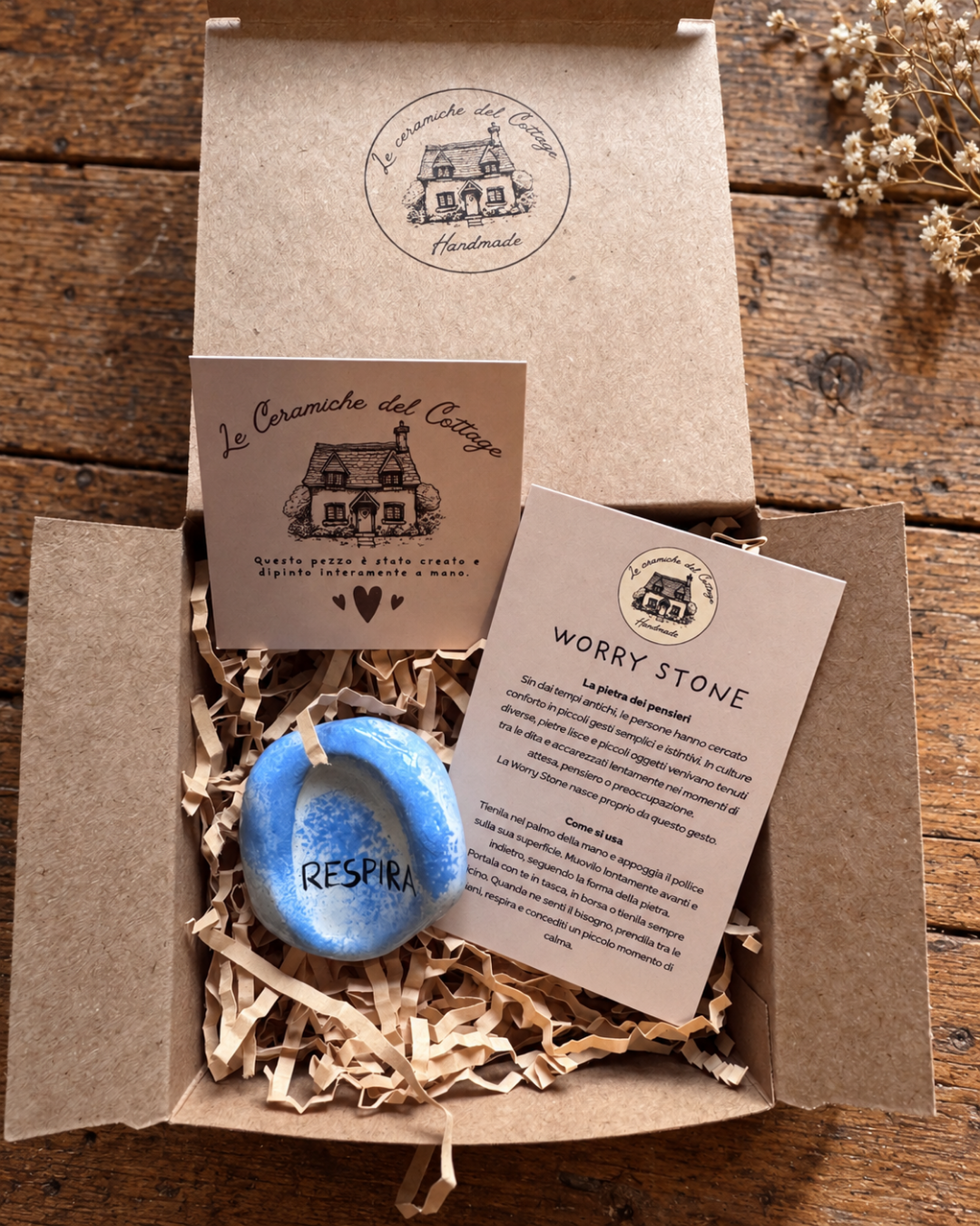 Worry Stone - Respira | Acquerello azzurro