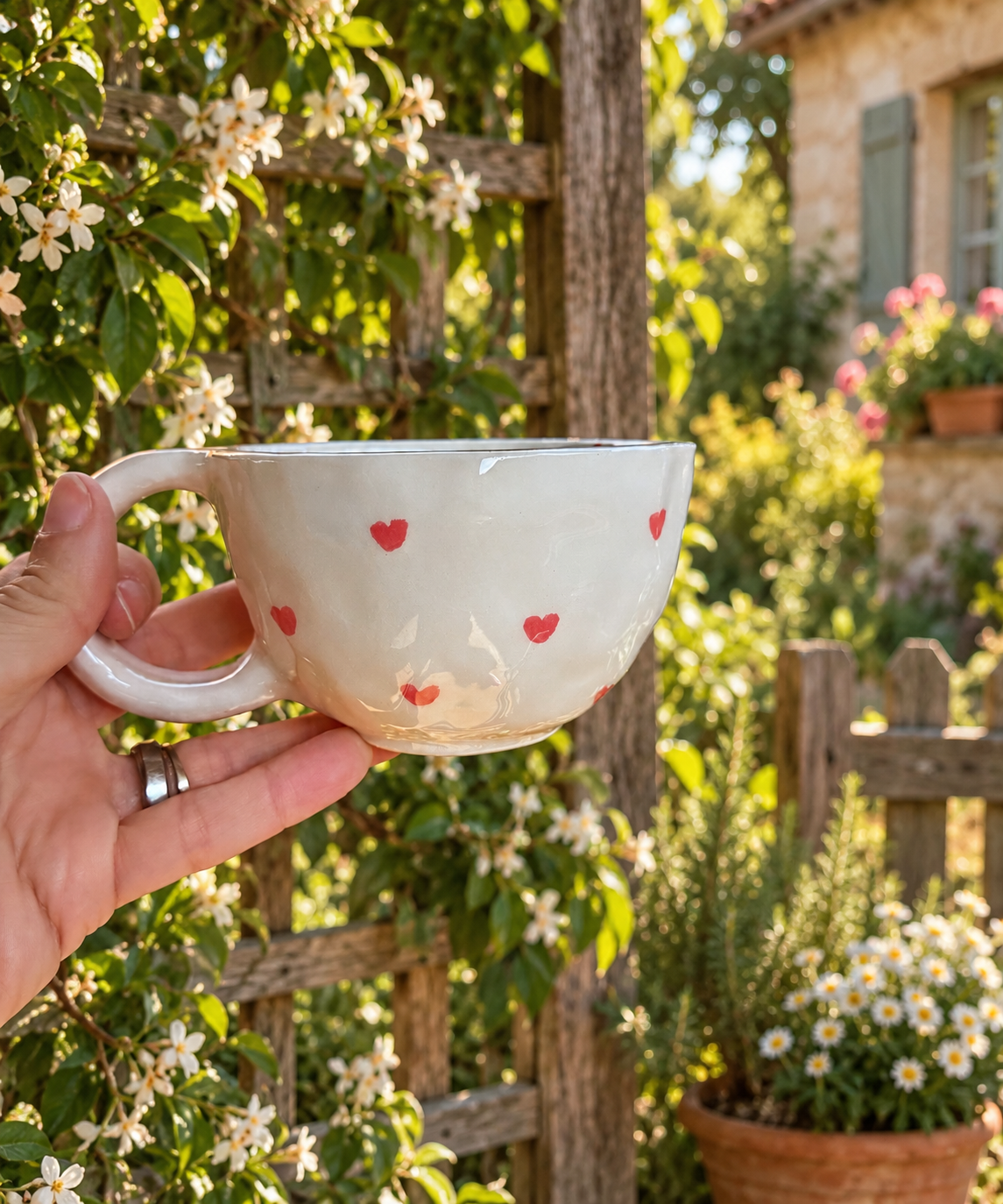 Tazza cuori rossi  'Sorridi sempre'