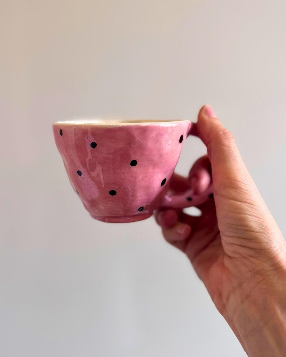 Tazza - Rosa e pois neri