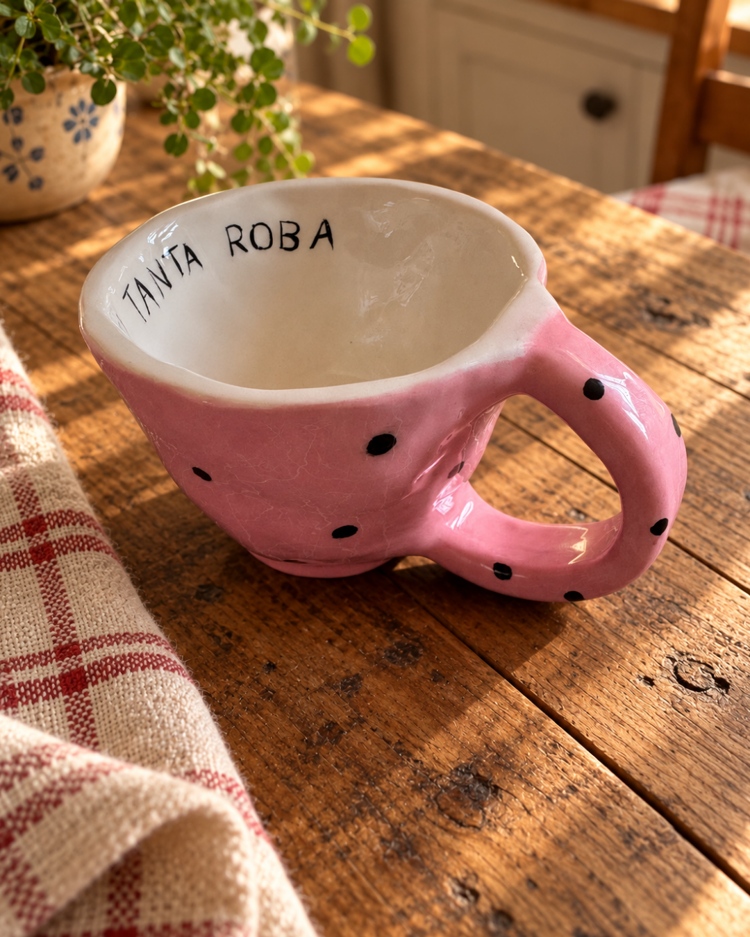 Tazza - Rosa e pois neri